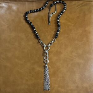 Elegant Black and Silver Beaded Necklace
